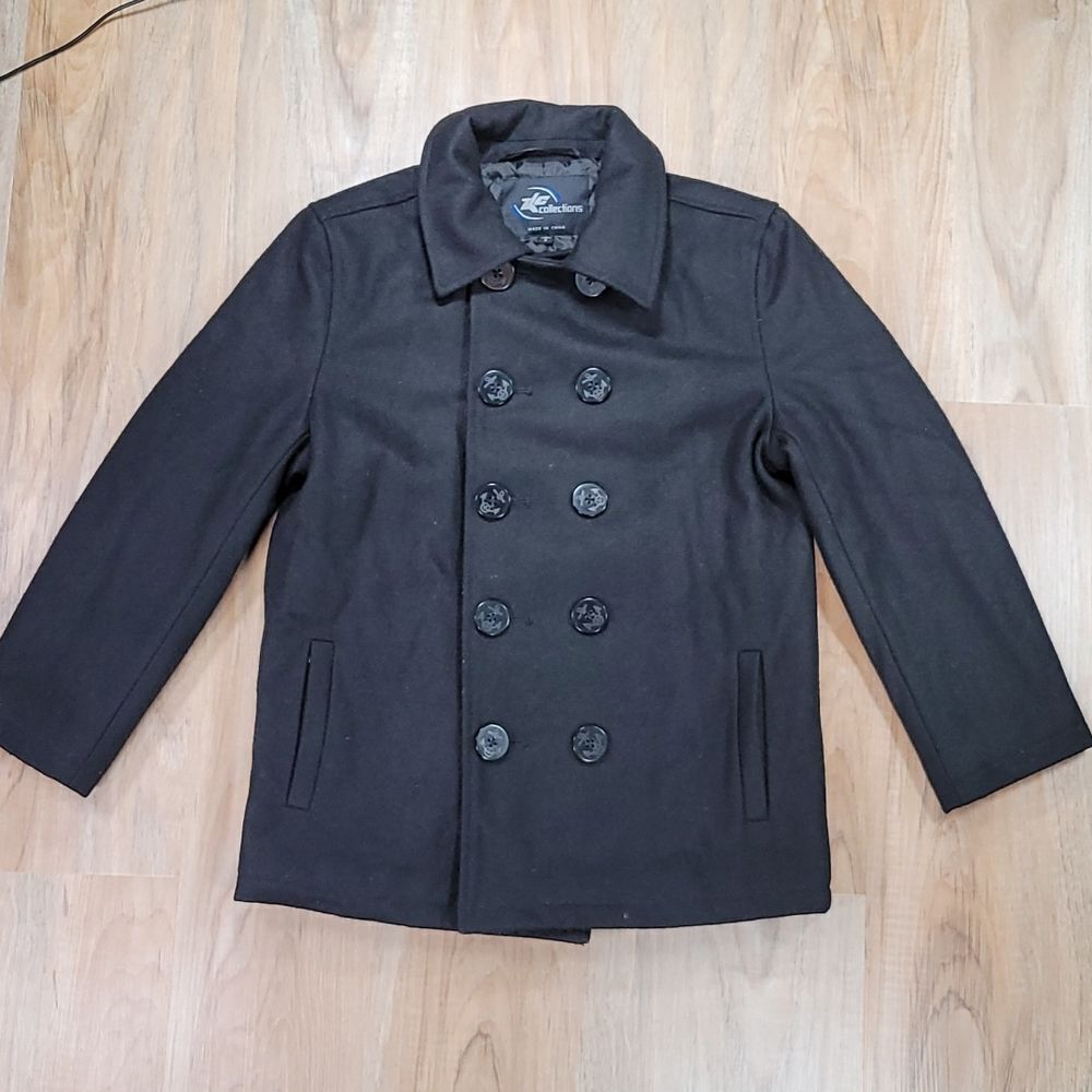 💜Vintage Black Double Breasted Wool Coat Small